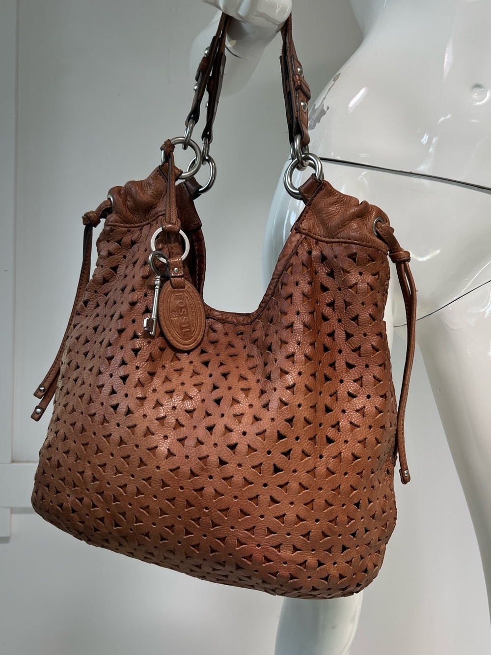Fossil Hibo shoulder leather  Handcrafted Bag purse Timeless